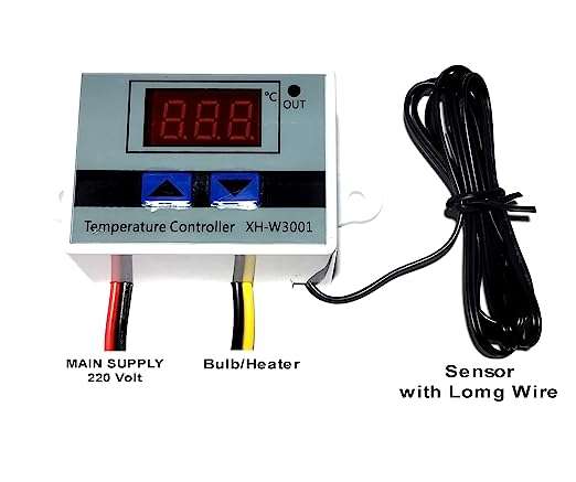 XH-W3001 AC 110 to 220V AC 10A 1500W - LED Digital Quality Temperature Controller Thermostat for incubator - with waterproof NTC Sensor
