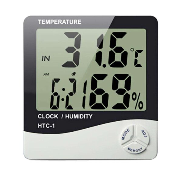 Hygrometer Thermometer Humidity Meter With Clock LCD Display