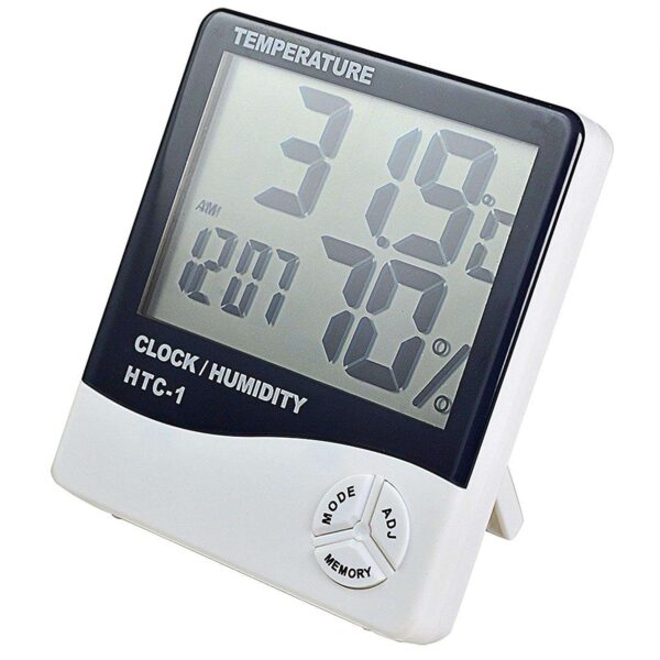 Hygrometer Thermometer Humidity Meter With Clock LCD Display