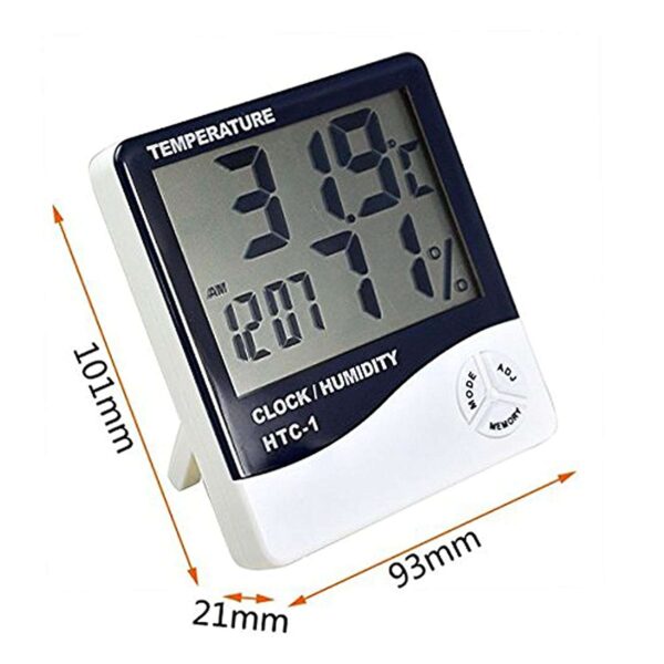 Hygrometer Thermometer Humidity Meter With Clock LCD Display